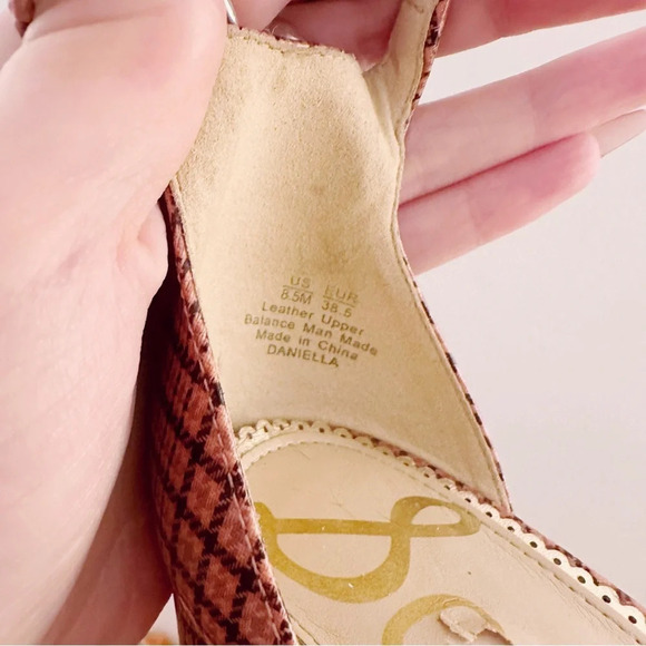 Anthropologie Sam Edelman Yaro Daniella Plaid Block Heels Sandals Straps Pink - Picture 3 of 7